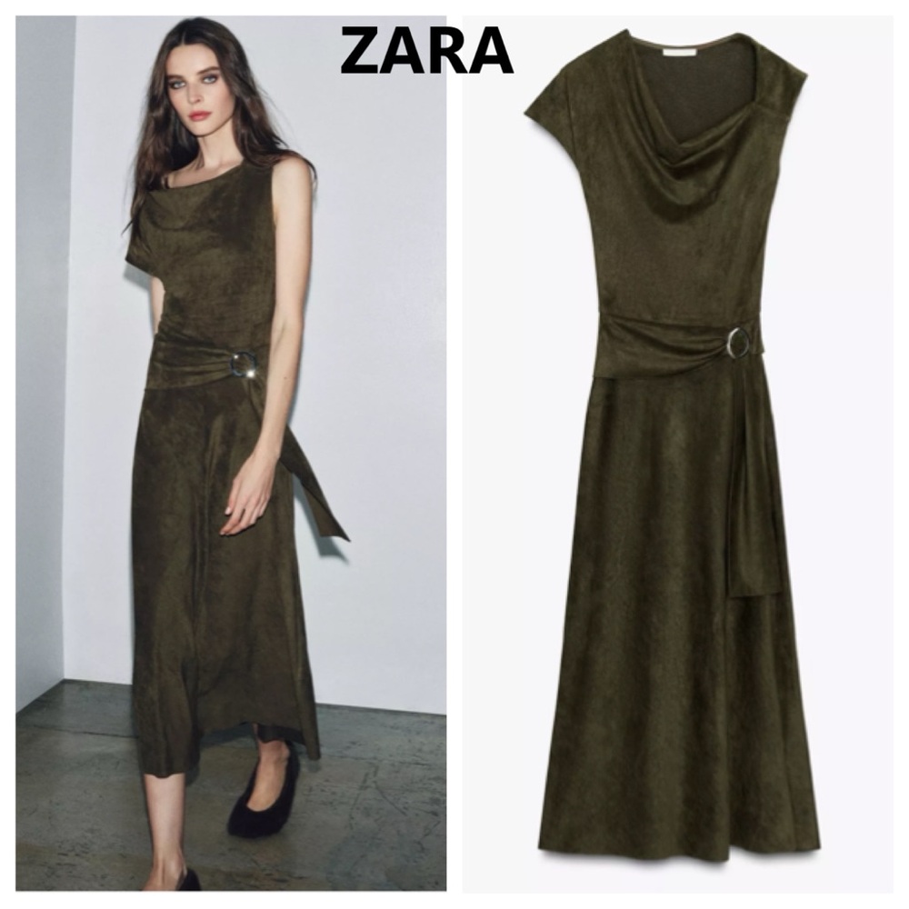 NWT🔥ASYMMETRICAL FAUX SUEDE DRESS by Zara